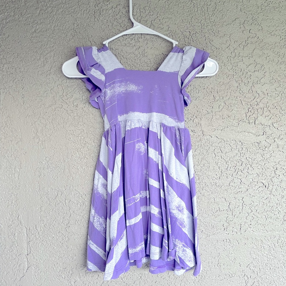 EUC Alice & Ames Abstract Purple Striped Swing Dress Size 5